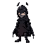 intimidating dark paladin rotated 45 degrees towards the screen left side side with a black helmet and a black cloak