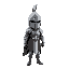 detailed light paladin rotated 45 degrees towards the screen with a grey helmetk