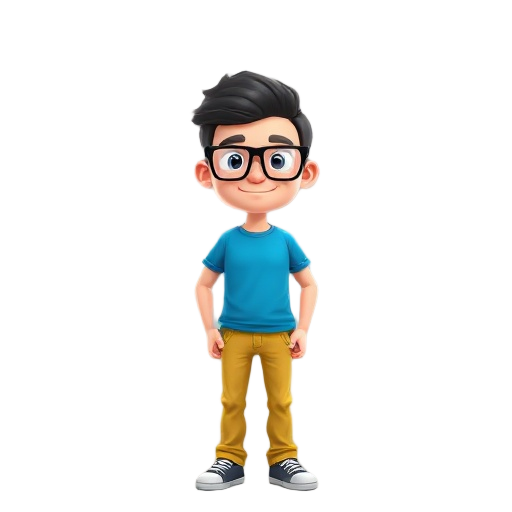 a man with 3d glass, a t shirt blue and a jean yellow 