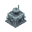 create an isometric  (three-quarter view) sci fi pixel art building.  with a big vent and some pipes 