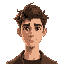 a man in his 20s. curly brown hair. fantasy