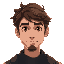 a man in his 20s. curly brown hair. fantasy
