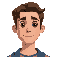 a man in his 20s. curly brown hair.