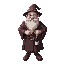 generate me a fat cheerful wizard with a cheese floating around and a little bottle of wine atr his belt.
