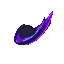 a 2d pixel art of a void-themed projectile slash. the slash has a curved, crescent shape, formed from pure dark energy. it glows with deep purple and neon blue accents, leaving behind a fading trail o
