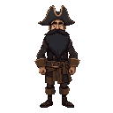 male pirate,long black beard, tall, large body, adult face