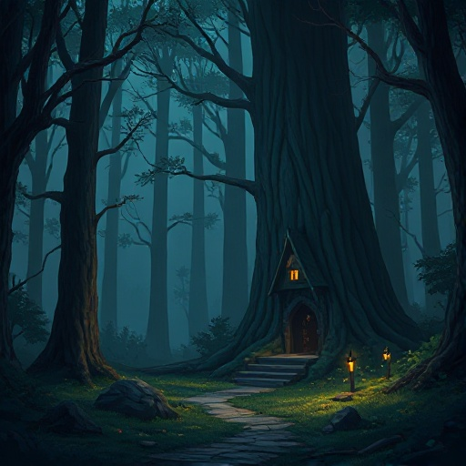 forest dark whith castel