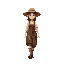 medieval human  woman  female  wearing a straw hat  wearing clothes with a clear walking posture.  designed for a retro-style farm simulation game.