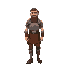 medieval human  humanoid man  wearing armor  tall  wearing clothes with a clear walking posture. designed for a retro-style farming simulation game.