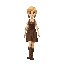 medieval human humanoid tall blonde woman wearing clothes with a clear walking posture. designed for a retro-style farm simulation game.