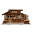 medieval  wood and stone kitchen tabuas no chao pequena a ceu aberto designed for a retro-style farm simulation game.