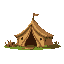 camping tent  medieval  designed for a retro-style farming simulation game.