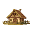 thatched-roof hut  medieval  designed for a retro-style farm simulation game.