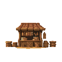 medieval  small medieval shopping stall  designed for a retro-style farm simulation game.