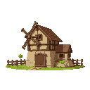 medieval  mill  designed for a retro-style farm simulation game.