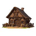 medieval  blacksmith's house  designed for a retro-style farm simulation game.