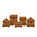 medieval  several beekeeping boxes  designed for a retro-style farm simulation game.