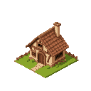 isometric  medieval  small simple house  designed for a retro-style farm simulation game.