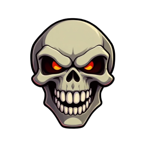 pixel evil skull opening and closing mouth
