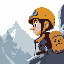 side facing classic mountain climber with yellow helmet