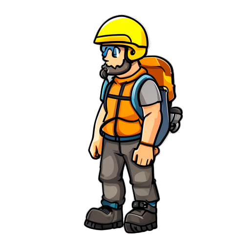 side facing classic mountain climber with yellow helmet
