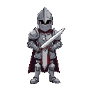 a knight with plate armor that is holding a sword