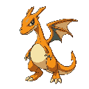 generate a very female with huge breast looking charizard in pokemon style sprite
