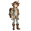 calm traveler with tousled hair, soft smile, checkered overshirt, light shirt, jeans, boots, worn backpack; relaxed and earthy vibe, peaceful