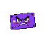 a credit card with angry, nervous, and cartoon eyes, purple colour, black rounded edges