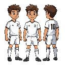 a standing soccer player with all white uniform
