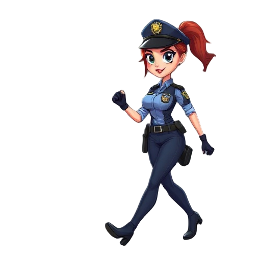 generate a hot police woman sprite walking