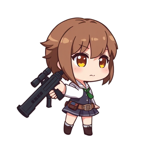 chibi girl with a gun facing right