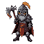 brutal medieval knight with a bloody axe
