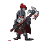brutal medieval knight with a bloody axe