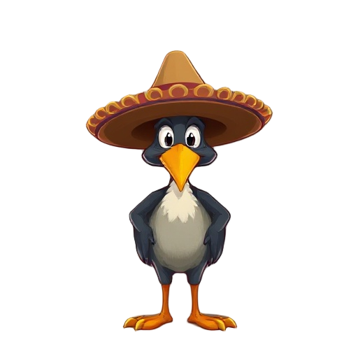 mago con sombrero caricaturesco con baculo