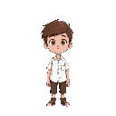 boy with brown hair, white shirt,