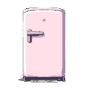 zoom of only the upper part of a front view of a classic refrigerator to use as a background image for a notice board app , very defined handle, fake refrigerator brand name, modern style pixel art