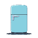 zoom of the upper part of a front view of a classic refrigerator to use as a background image for a notice board app , modern style pixel art