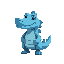 cute tiny blue, outlined crocodile monster