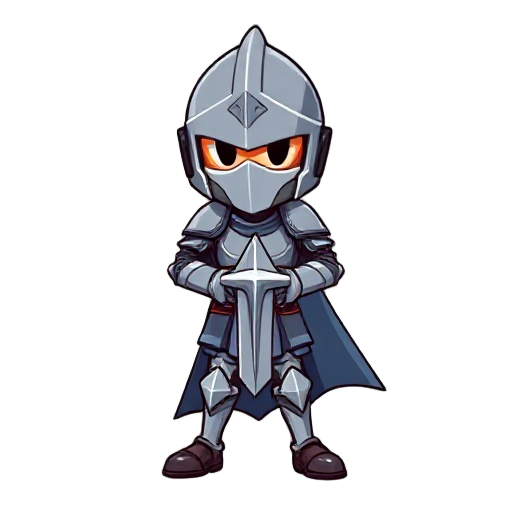 knight character for videogame, full body, plain white background
