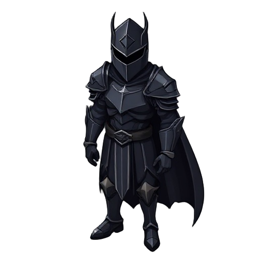 a dark knight with a estilized black armor 