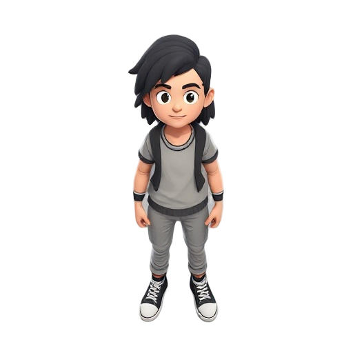 3d low poly top-down; toony; cabeça grande, corpo compacto; membros simples; flat colors; outfit neutro liso; face neutra amigável; sem acessórios; base modular para skins.