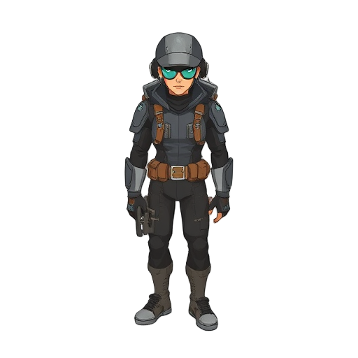 the idea is to create a person that lives in a post apocalyptic world where many resources is scarce, he has a style simple futurisc, a little cyber punk