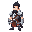 warrior man, silver armor, black hair, spikey hair, pale skin, strong body