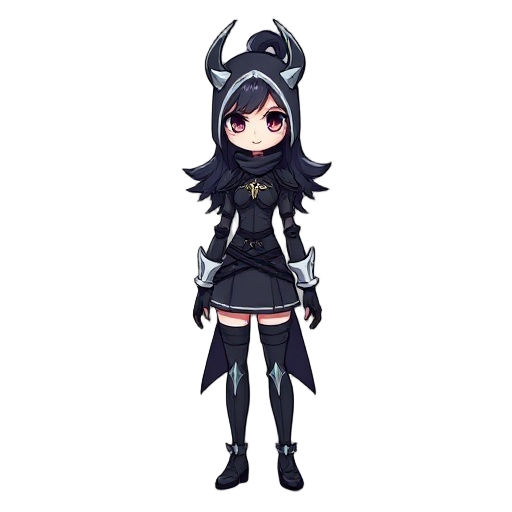 faça uma personagem feminina inspirado no jogo hollow knight
