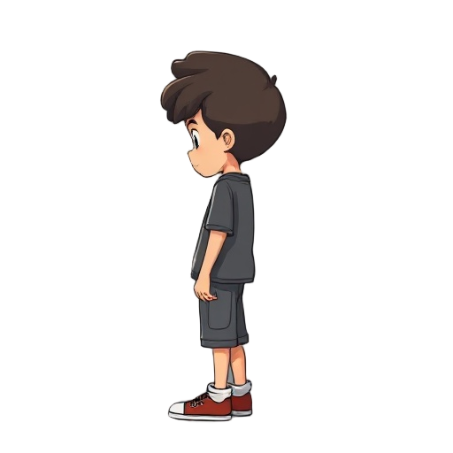 create a cartoon image of a boy from the side