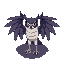 an animal half owl pokemon half vampire, it has long wings that spread across the ground. i want the 90s anime style