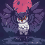 an animal half owl pokemon half vampire, it has long wings that spread across the ground. i want the 90s anime style