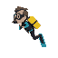 scuba diver with a diving mask, fins, neopren suit and a yellow tank on their back, swimming to the right, view is from the side, full body shot