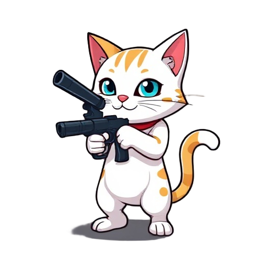 make a cat holding a gun
